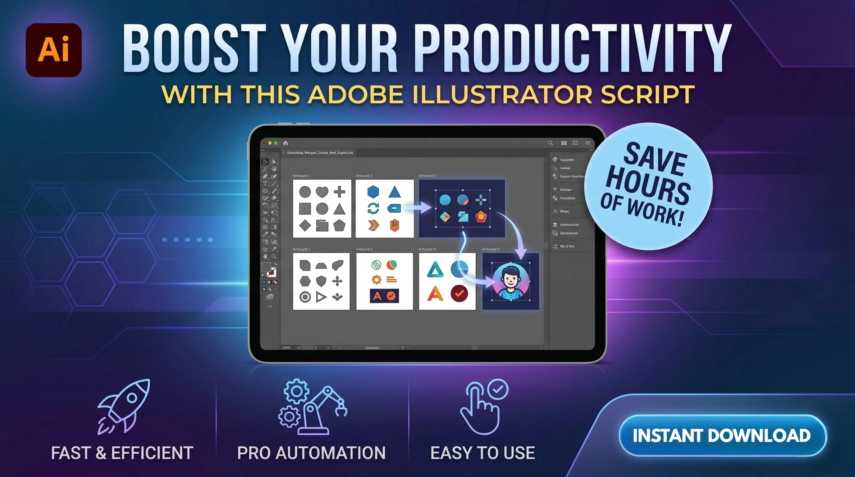 MBS Contact - Adobe Illustrator Script - Auto Group by Color, Fit to Artboard & Bulk Export