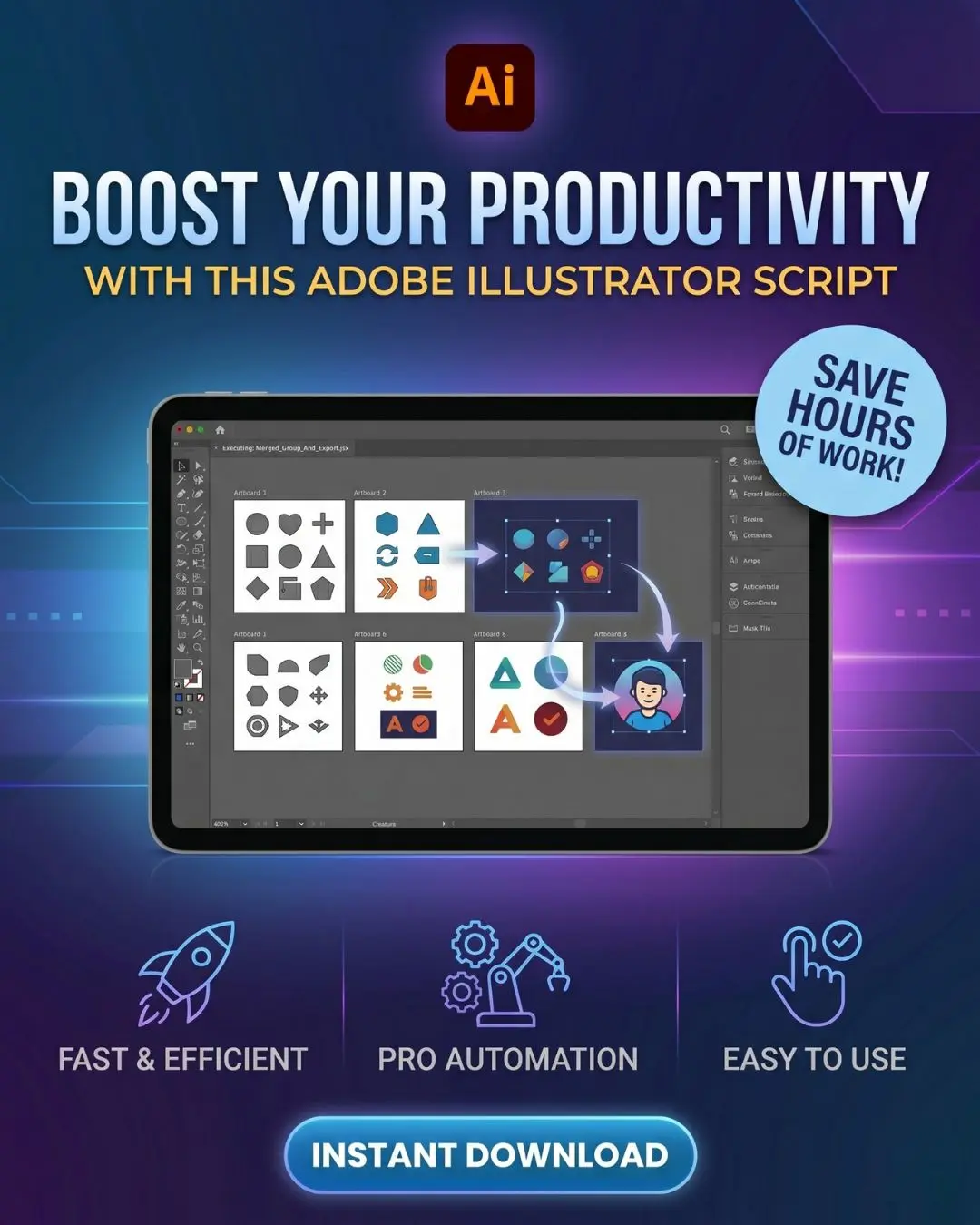 MBS Contact - Adobe Illustrator Script - Auto Group by Color, Fit to Artboard & Bulk Export