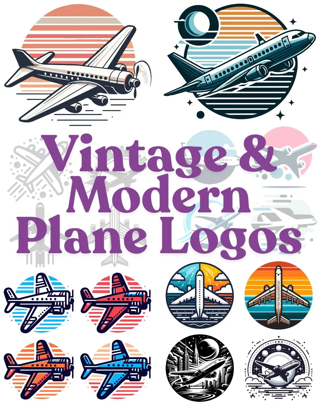 MBS Contact - 60+ Airplane Vector Bundle: Retro Aviation Logos, PNG & EPS Graphic Assets Pack