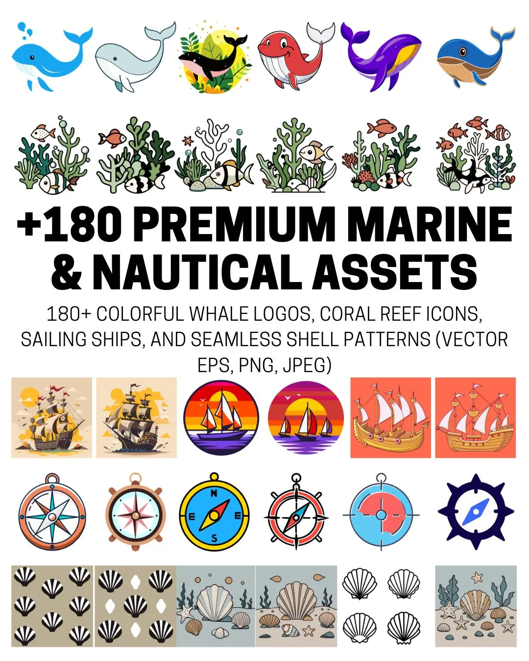 Ultimate Marine & Nautical Mega Bundle – (Vector EPS, PNG, JPEG)
