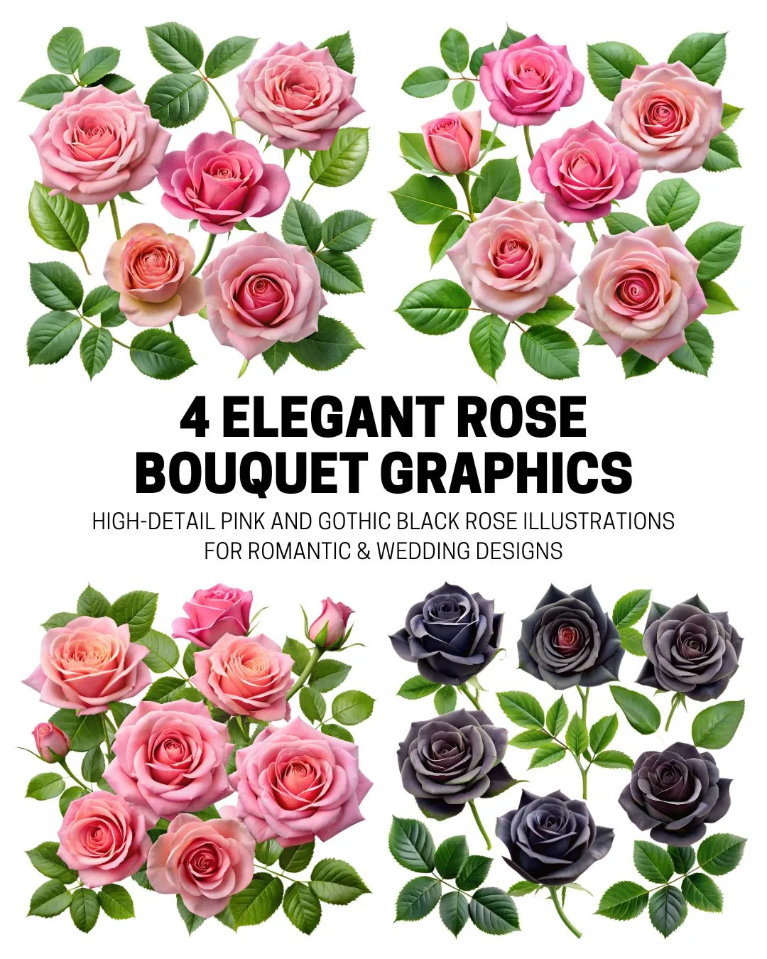 4 Elegant Rose Bouquet Graphics