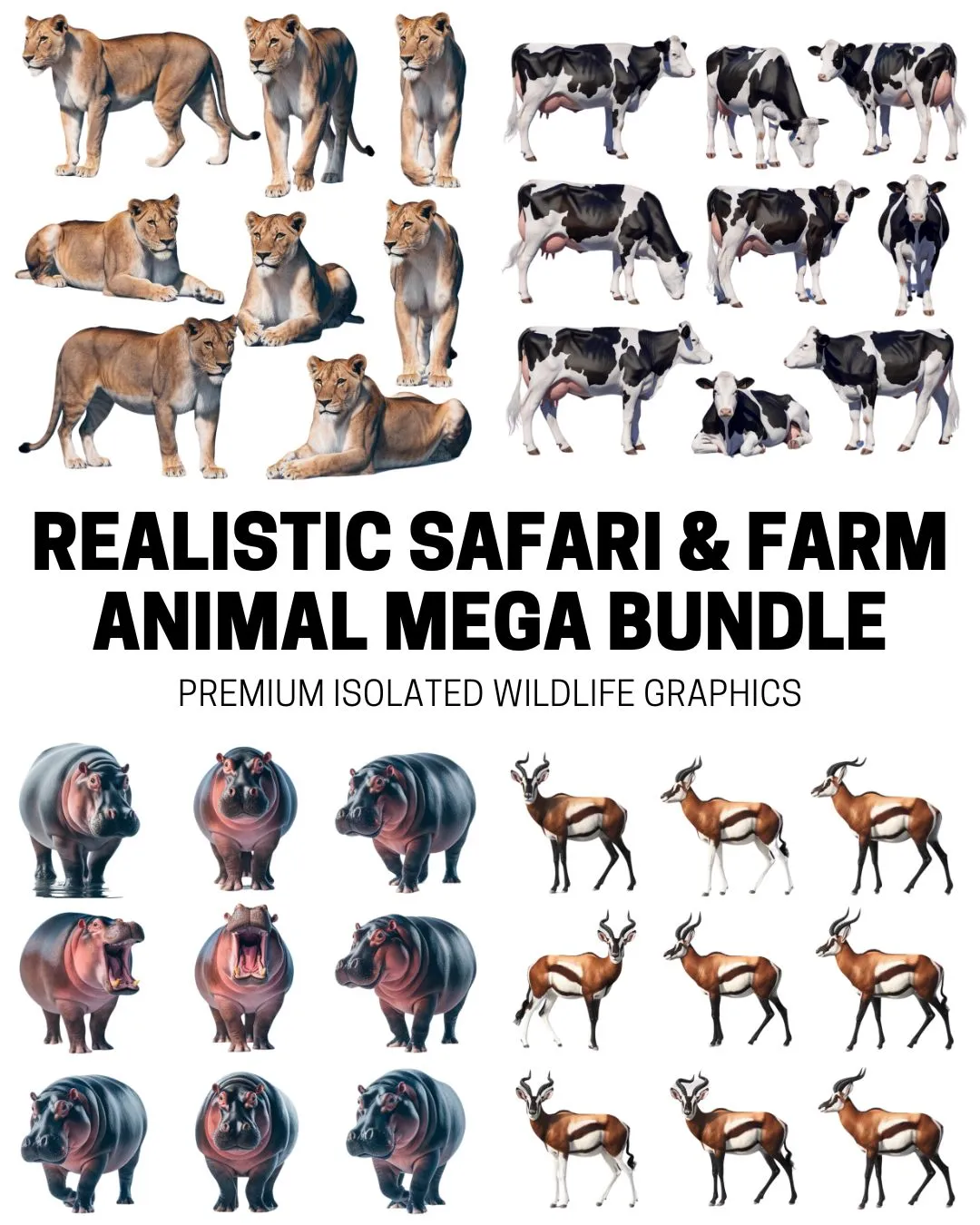 Realistic Safari & Farm Animal Mega Bundle