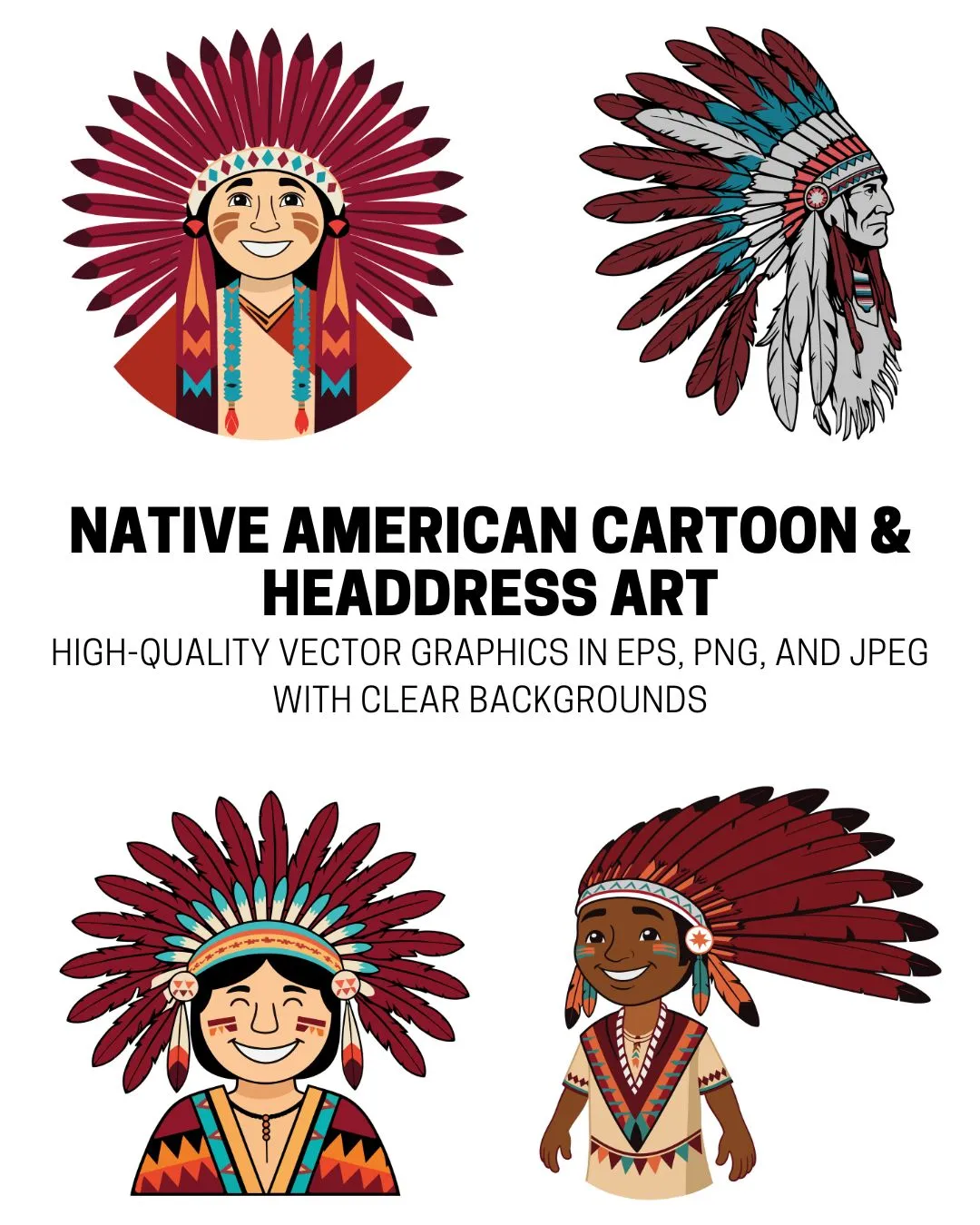 Native American Cartoon & Headdress Art