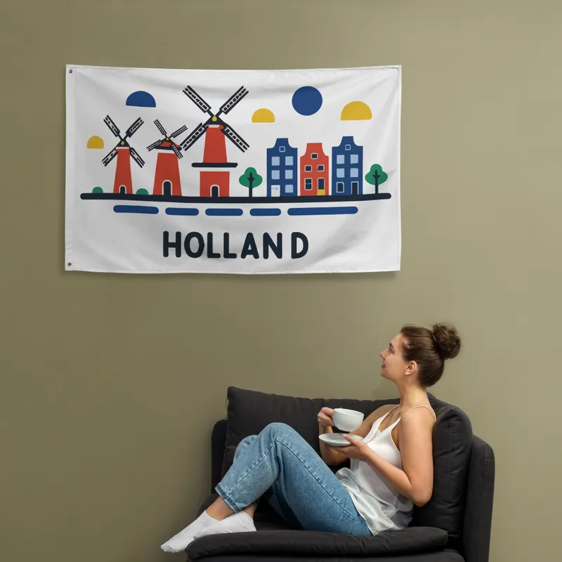 MBS Contact - Holland Wall Flag Decor - Modern Dutch Illustration