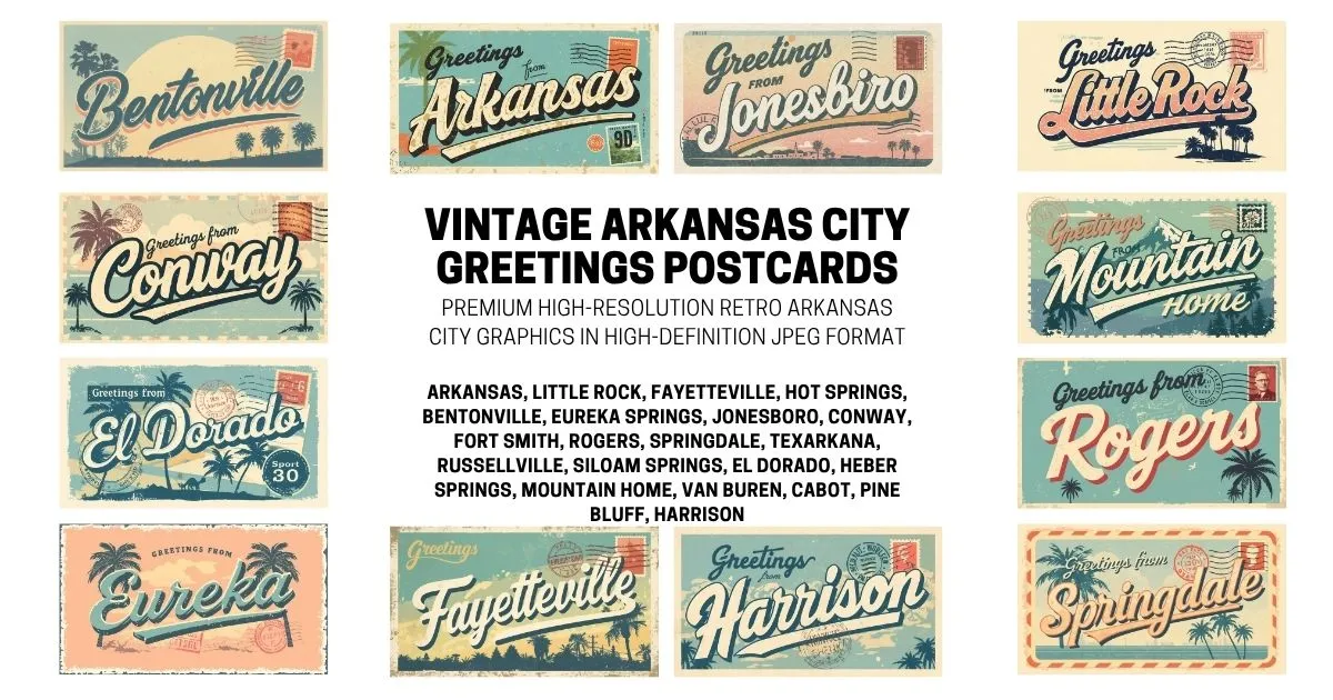 Vintage Arkansas City Postcard Collection - Retro High-Definition JPEG Assets