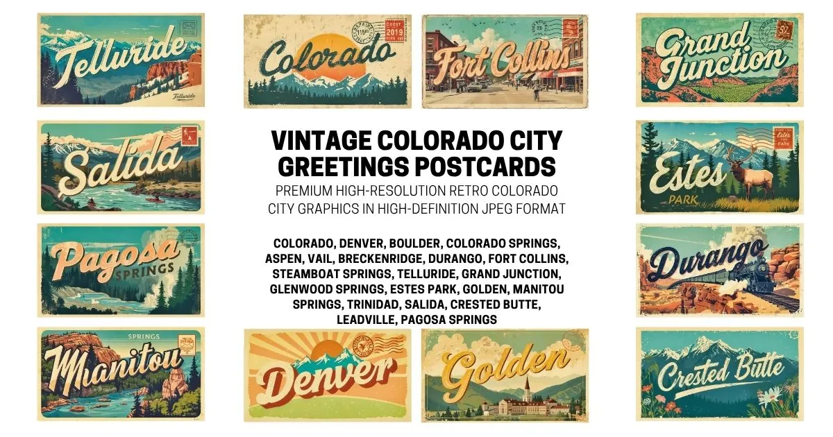 Vintage Colorado City Postcard Collection - Retro High-Definition JPEG Assets